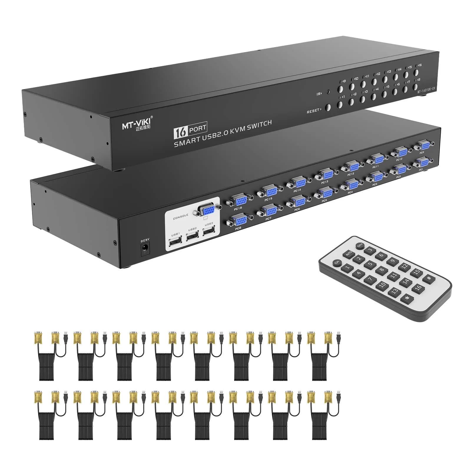 MT-VIKI 16 Port KVM Switch Rackmount 1U 19'' | Control 16 Computers with 1 Keyboard, Mouse, Monitor - view 7