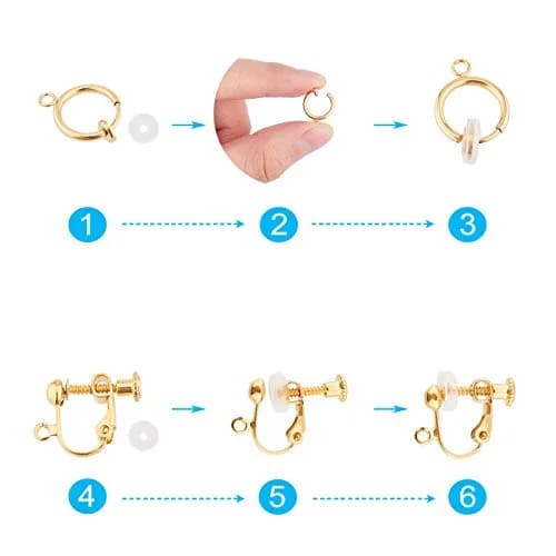 SUNNYCLUE 18Pcs 3 Colors Clip-on Earrings Converter Brass Non Pierced Earring Findings & 20Pcs Plastic Earring Pads for DIY Jewelry Making thumbnail 4