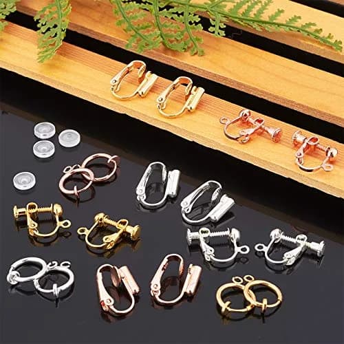 SUNNYCLUE 18Pcs 3 Colors Clip-on Earrings Converter Brass Non Pierced Earring Findings & 20Pcs Plastic Earring Pads for DIY Jewelry Making thumbnail 5