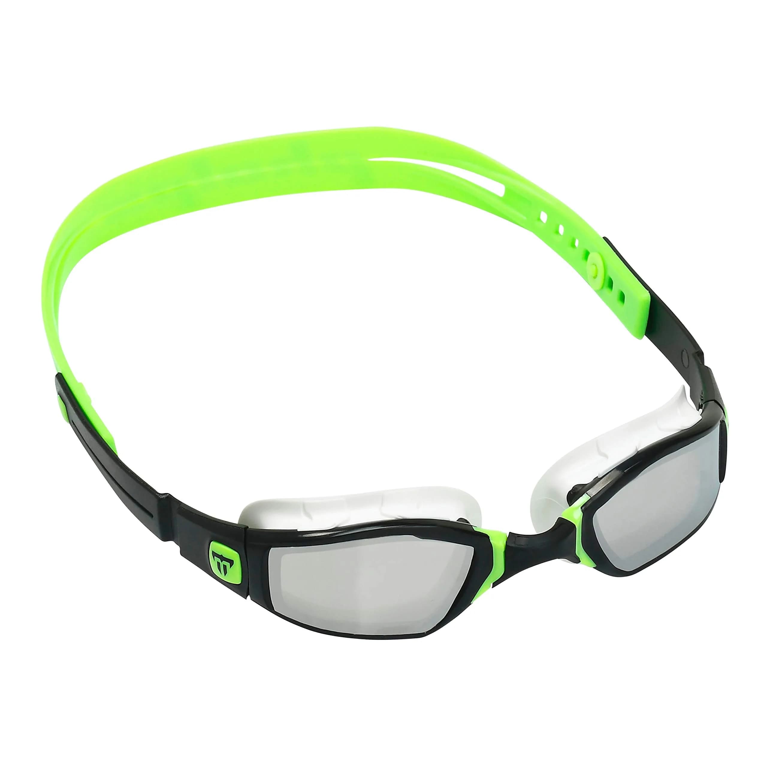 Phelps Ninja Competitive Swim Goggles Silver Mirror Lens Black & Lime Frame | Anti-Fog UV Protection — Silver Mirror, Black/Lime