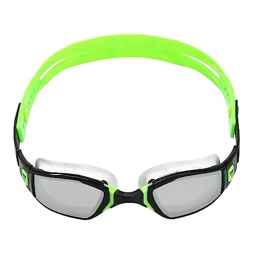 Phelps Ninja Competitive Swim Goggles Silver Mirror Lens Black & Lime Frame | Anti-Fog UV Protection thumbnail 2