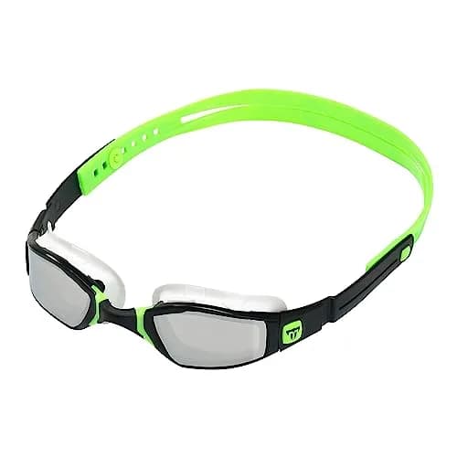 Phelps Ninja Competitive Swim Goggles Silver Mirror Lens Black & Lime Frame | Anti-Fog UV Protection thumbnail 3