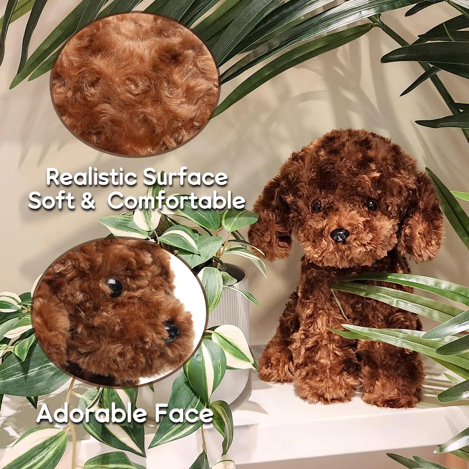 WEIGEDU Labradoodle Plush Toy 30.5 cm (12 Inch) | Realistic Fluffy Red Brown Dog Design - view 3