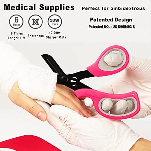 MEUUT Pink+pink Trauma Shears (2-Pack, 7.8 Inch) - Patented Stainless Steel with Oxygen Wrench thumbnail 4