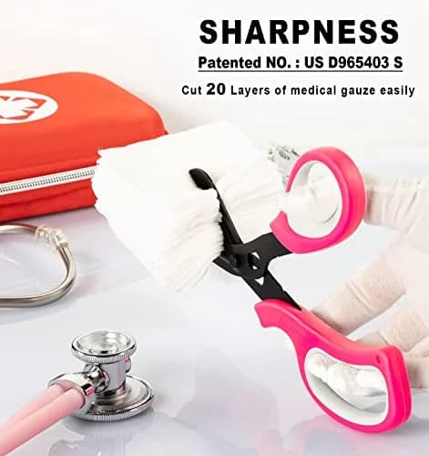 MEUUT Pink+pink Trauma Shears (2-Pack, 7.8 Inch) - Patented Stainless Steel with Oxygen Wrench thumbnail 2