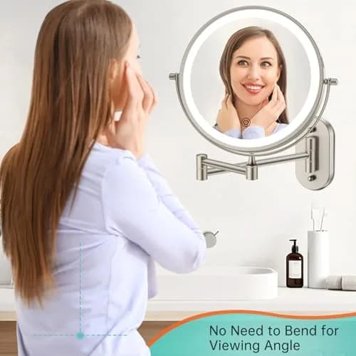 FUNTOUCH Rechargeable Wall Mounted Lighted Makeup Vanity Mirror 20 cm (8 Inch) | 1X/30X Magnification, 3 Color Lights thumbnail 7