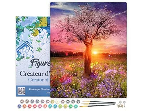 Figured'Art Paint by Numbers Kit for Adults with Frame Tree with Female Body 16"x20" | DIY Canvas Art thumbnail 1