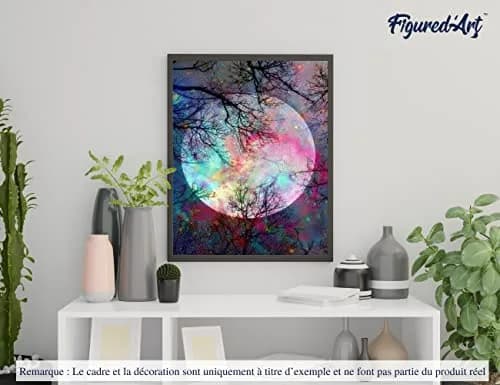Figured'Art Paint by Numbers Kit for Adults Full Moon with Colourful Reflections 16"x20" | DIY Art Canvas thumbnail 4