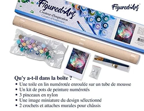 Figured'Art Paint by Numbers Kit for Adults Full Moon with Colourful Reflections 16"x20" | DIY Art Canvas thumbnail 5