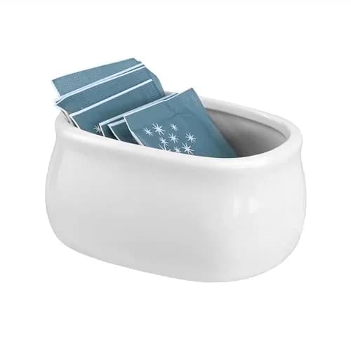 Sizikato Pure White Porcelain Sugar Packet Holder Tea Bowl 3.7 Inches | Durable & Easy to Clean thumbnail 1