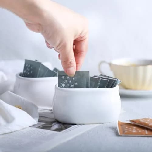 Sizikato Pure White Porcelain Sugar Packet Holder Tea Bowl 3.7 Inches | Durable & Easy to Clean thumbnail 5