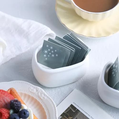 Sizikato Pure White Porcelain Sugar Packet Holder Tea Bowl 3.7 Inches | Durable & Easy to Clean thumbnail 6