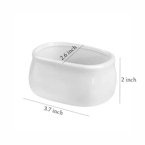 Sizikato Pure White Porcelain Sugar Packet Holder Tea Bowl 3.7 Inches | Durable & Easy to Clean thumbnail 2