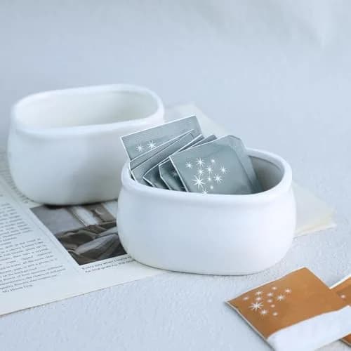 Sizikato Pure White Porcelain Sugar Packet Holder Tea Bowl 3.7 Inches | Durable & Easy to Clean thumbnail 3