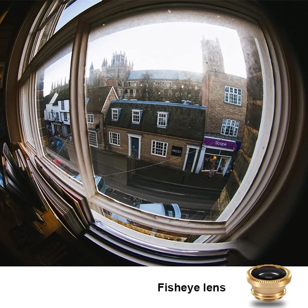 ANJIELO SMART 3-in-1 Cell Phone Camera Lens Kit Wide Angle Macro Fisheye Gold | Universal Clip-on Photography Accessory - view 5