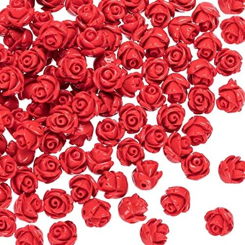 OIIKI Cinnabar Carved Rose Beads 8mm (100PCS) | Authentic USA Import for Jewelry Making thumbnail 1
