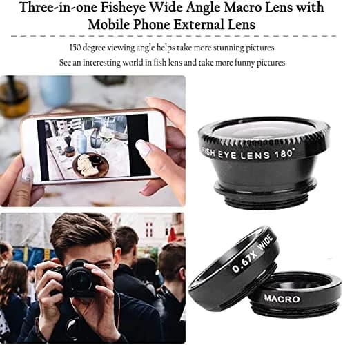 ANJIELO SMART 3-in-1 Universal Phone Camera Lens Kit - Wide Angle, Macro, Fisheye - Silver (Set of 3 Lenses) thumbnail 7