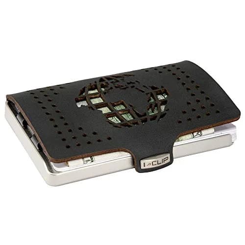 I-CLIP Heritage Steel Blasted Globe Black Card Case | Holds Up to 10 Cards & Banknotes thumbnail 2