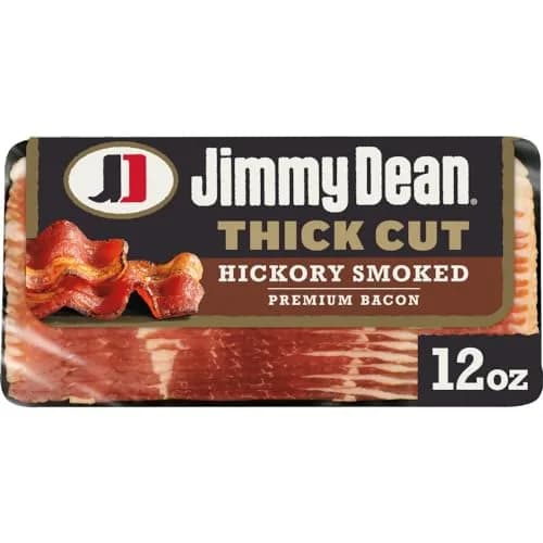 Jimmy Dean Hickory Smoked Thick Cut Bacon 12 oz | Crispy, Ready in Minutes, Gluten-Free thumbnail 1
