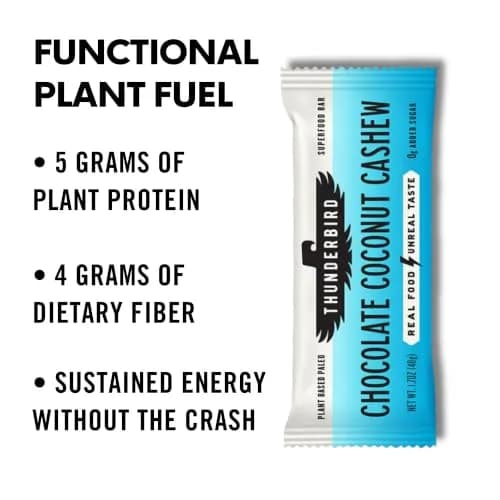 Thunderbird Real Food Bars Gluten-Free Protein Snack 12x1.7 oz | Vegan Paleo Non-GMO thumbnail 5