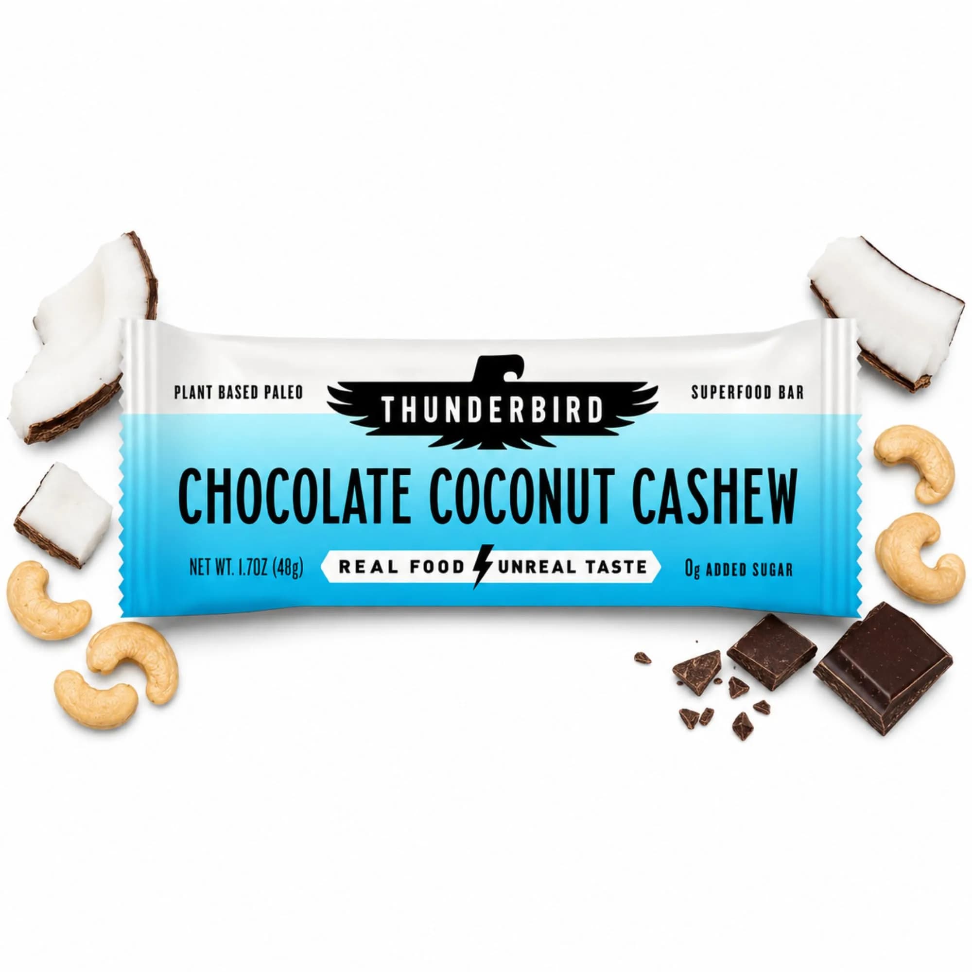 Thunderbird Real Food Bars Hazelnut 12 count | Gluten-Free Vegan Paleo Snack — Chocolate Coconut Cashew / (1.7 oz Bars) - main product image