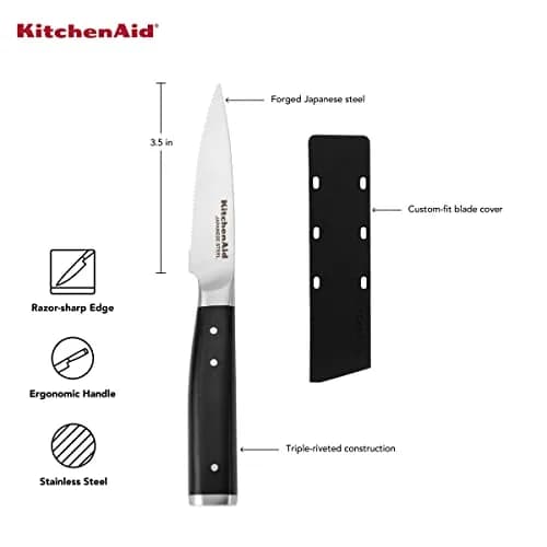 KitchenAid Gourmet Serrated Paring Knife 9cm (3.5-inch) | Forged Japanese Steel Blade thumbnail 5
