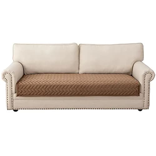 Eismodra Couch Cover for 3 Cushion Sofa | Anti-Slip Sectional Slipcover in Brown, 36"x47" thumbnail 1