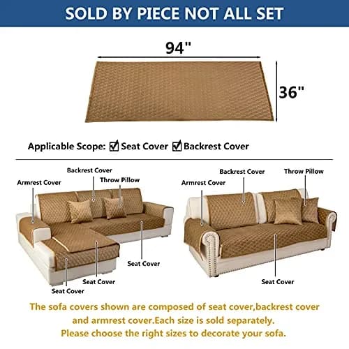 Eismodra Couch Cover for 3 Cushion Sofa | Anti-Slip Sectional Sofa Slipcover 36"x94" thumbnail 5