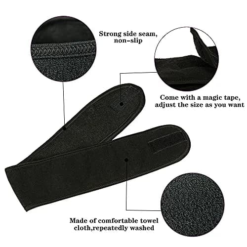 TDHDIKE Black Facial Spa Headbands 4 PCS | Soft Terry Cloth for Washing Face thumbnail 3