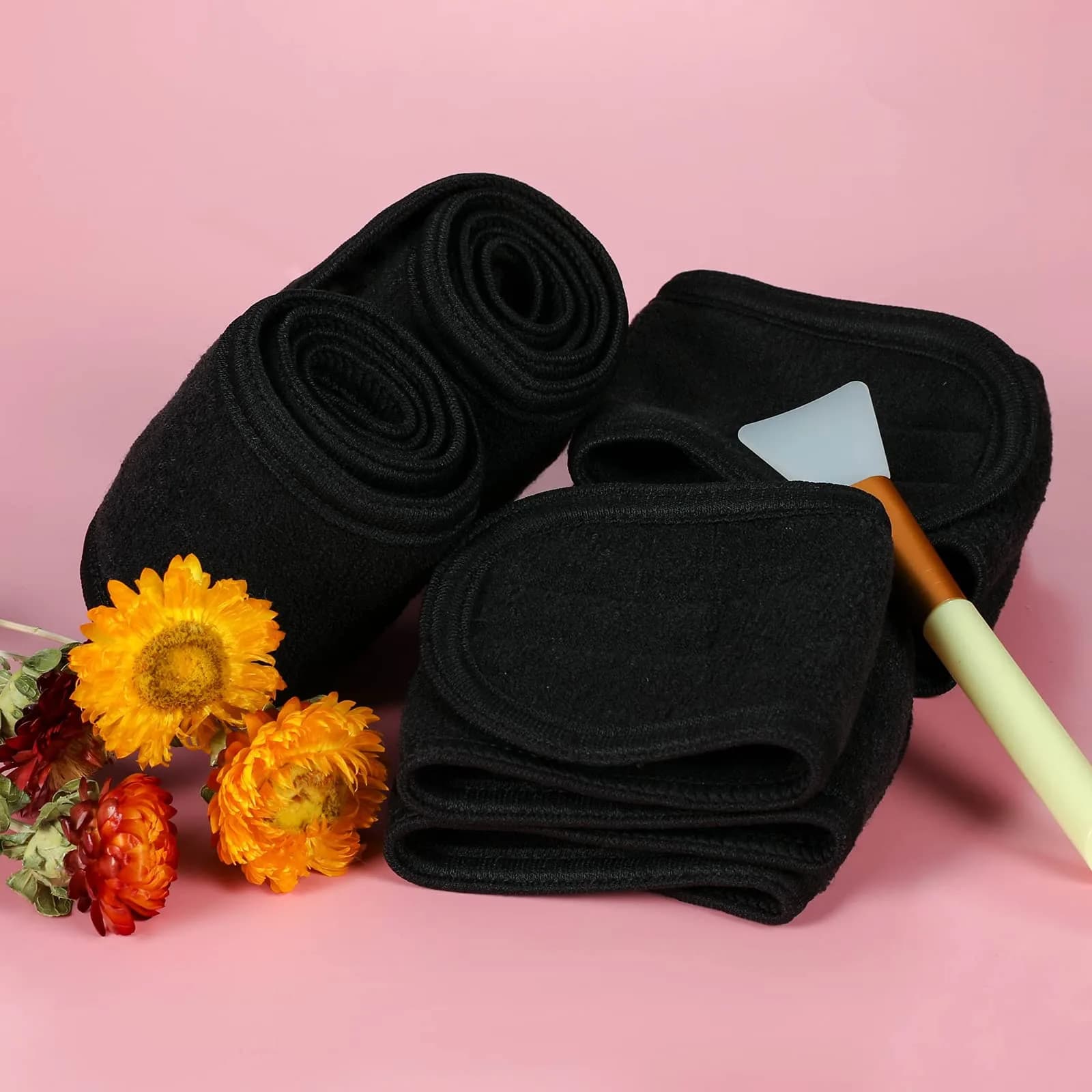 TDHDIKE Black Facial Spa Headbands 4 PCS | Soft Terry Cloth for Washing Face - view 4