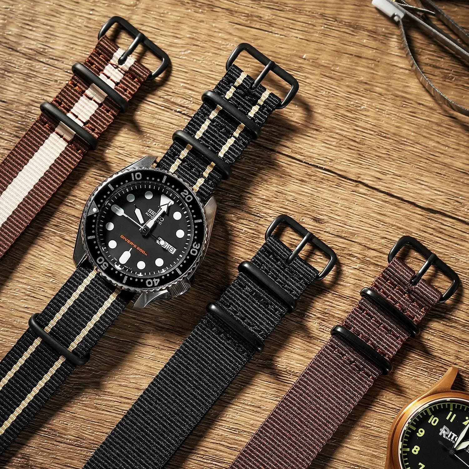 Ritche Christmas Gift 16mm Military Ballistic Nylon Watch Strap Compatible with Timex Weekender Watch Strap Timex Replacement Watch Bands for Men Women (4 Packs), White Elephant Gifts, Stocking Stuffers for Men thumbnail 2