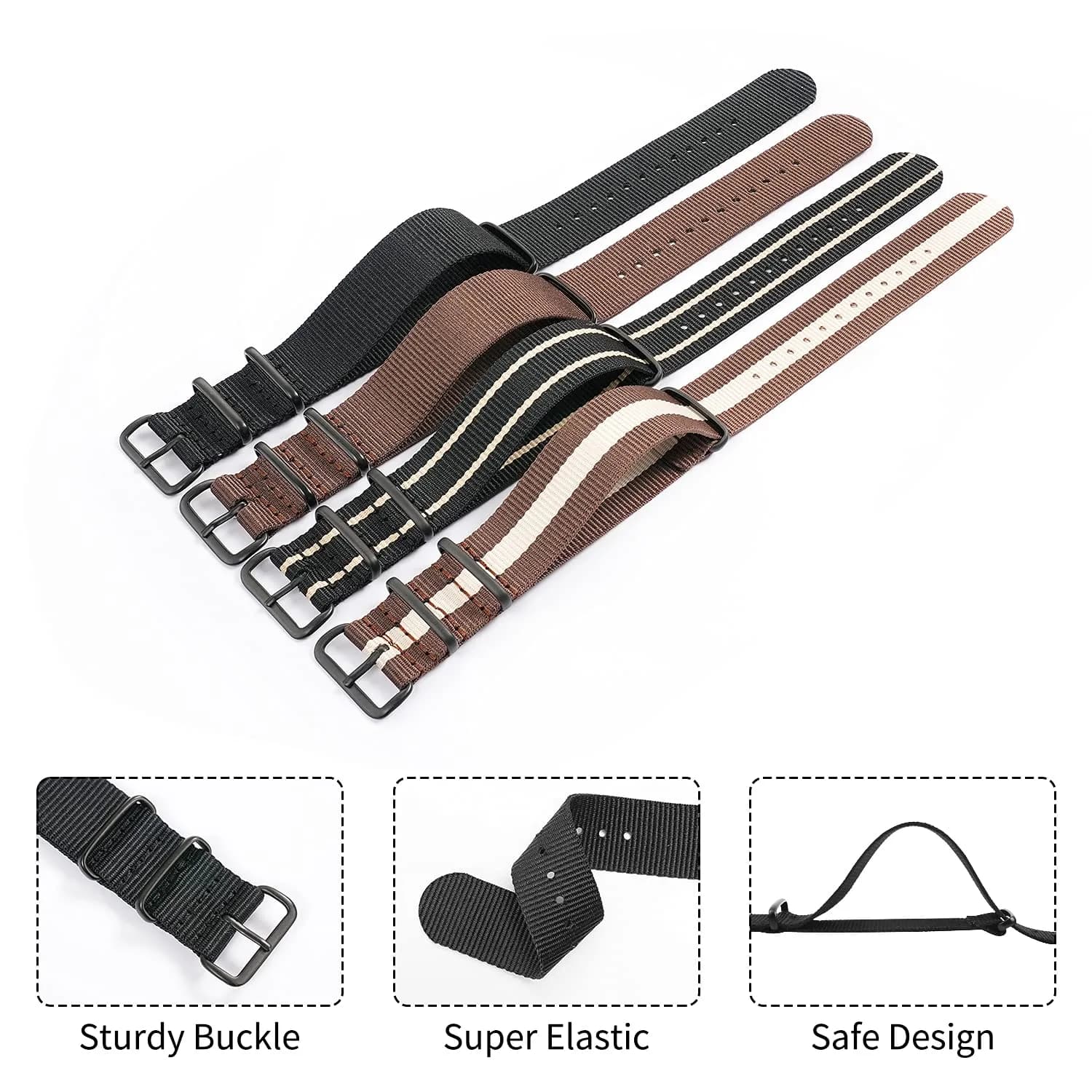 Ritche Christmas Gift 16mm Military Ballistic Nylon Watch Strap Compatible with Timex Weekender Watch Strap Timex Replacement Watch Bands for Men Women (4 Packs), White Elephant Gifts, Stocking Stuffers for Men thumbnail 4