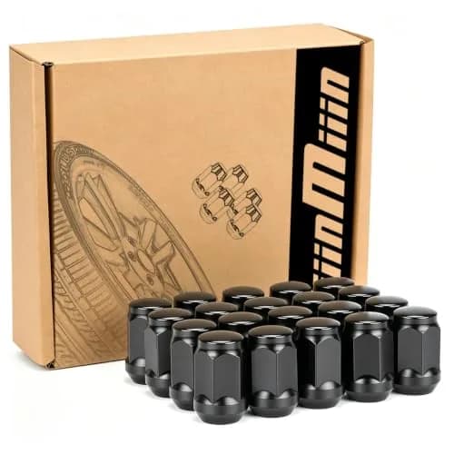 JiiinMiiin M12x1.25 Black Lug Nuts with Cone Seat, 20PCS | Durable Alloy Steel, Rust-Resistant thumbnail 1