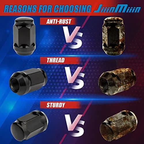 JiiinMiiin M12x1.25 Black Lug Nuts with Cone Seat, 20PCS | Durable Alloy Steel, Rust-Resistant thumbnail 5