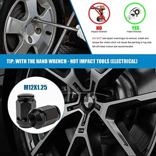 JiiinMiiin M12x1.25 Black Lug Nuts with Cone Seat, 20PCS | Durable Alloy Steel, Rust-Resistant thumbnail 6