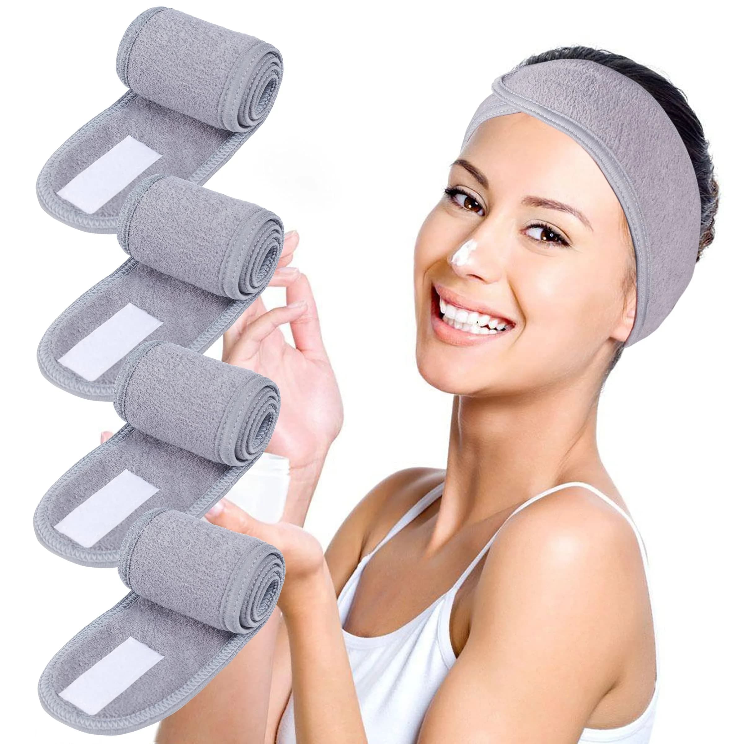 TDHDIKE Facial Spa Headbands 4 PCS | Adjustable Terry Cloth for Women Washing Face
