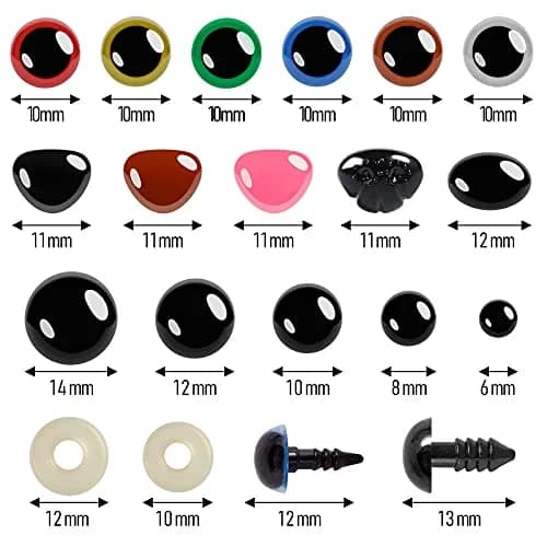 Buylorco 600pcs Safety Eyes and Noses Set 6-14mm | Assorted Sizes for Amigurumi & Crochet Dolls thumbnail 2