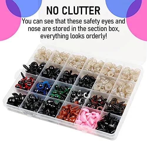 Buylorco 600pcs Safety Eyes and Noses Set 6-14mm | Assorted Sizes for Amigurumi & Crochet Dolls thumbnail 3