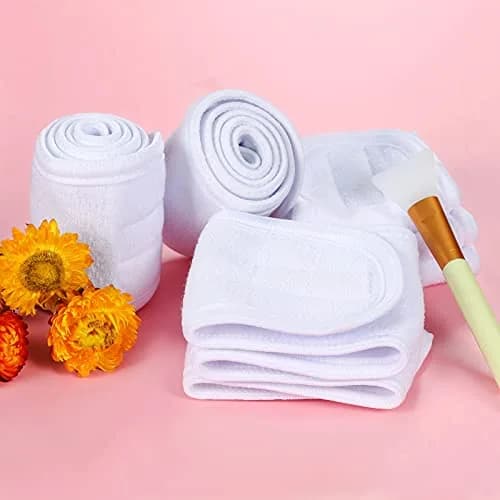 TDHDIKE White 4PCS Facial Spa Headbands | Soft Terry Cloth for Makeup & Shower thumbnail 4