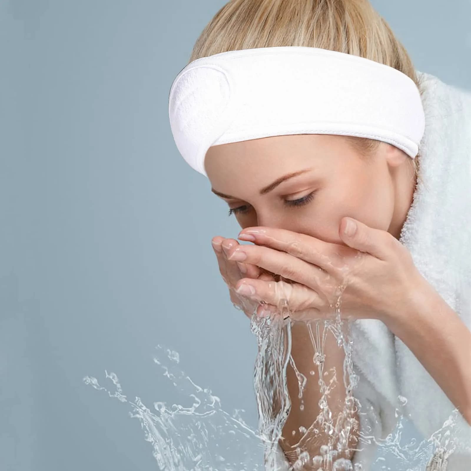 TDHDIKE White 4PCS Facial Spa Headbands | Soft Terry Cloth for Makeup & Shower - view 5