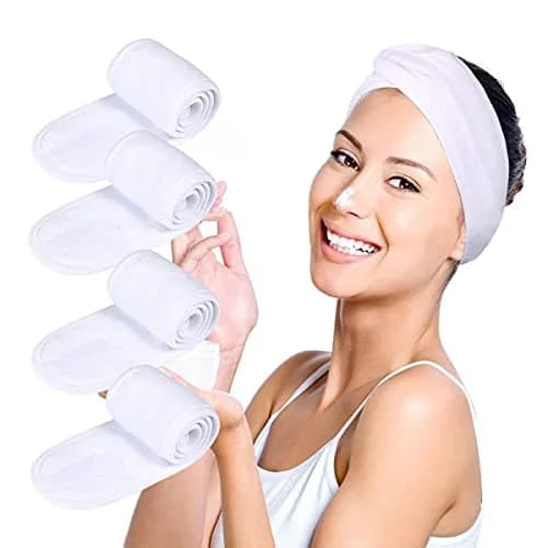 TDHDIKE White 4PCS Facial Spa Headbands | Soft Terry Cloth for Makeup & Shower thumbnail 1
