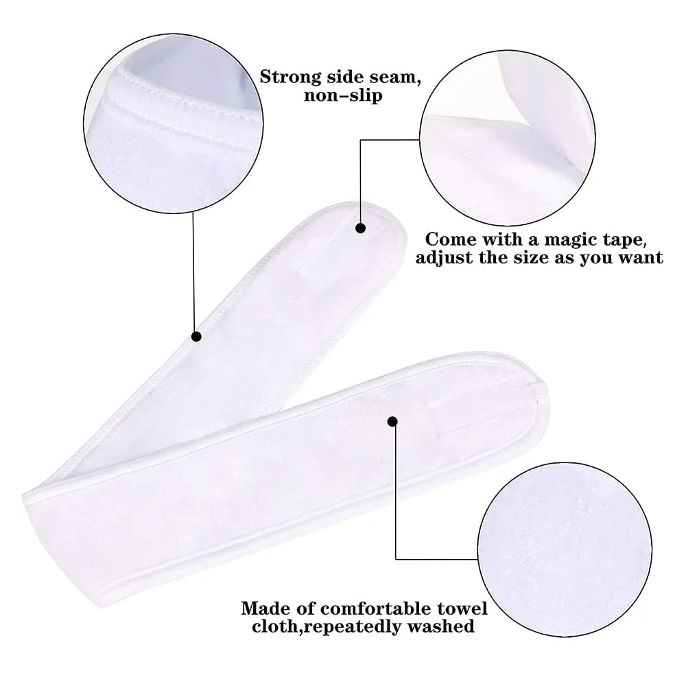 TDHDIKE White 4PCS Facial Spa Headbands | Soft Terry Cloth for Makeup & Shower - view 3