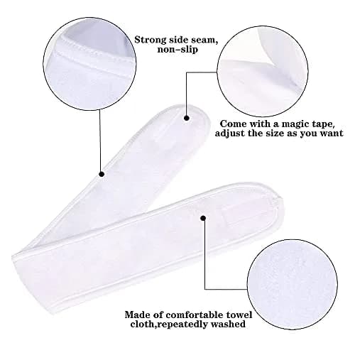 TDHDIKE White 4PCS Facial Spa Headbands | Soft Terry Cloth for Makeup & Shower thumbnail 3