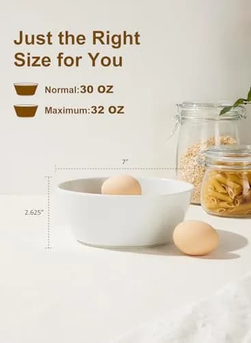Yedio 32 OZ Large Ceramic Bowls Set of 4 | White Dinnerware for Kitchen & Dining thumbnail 2