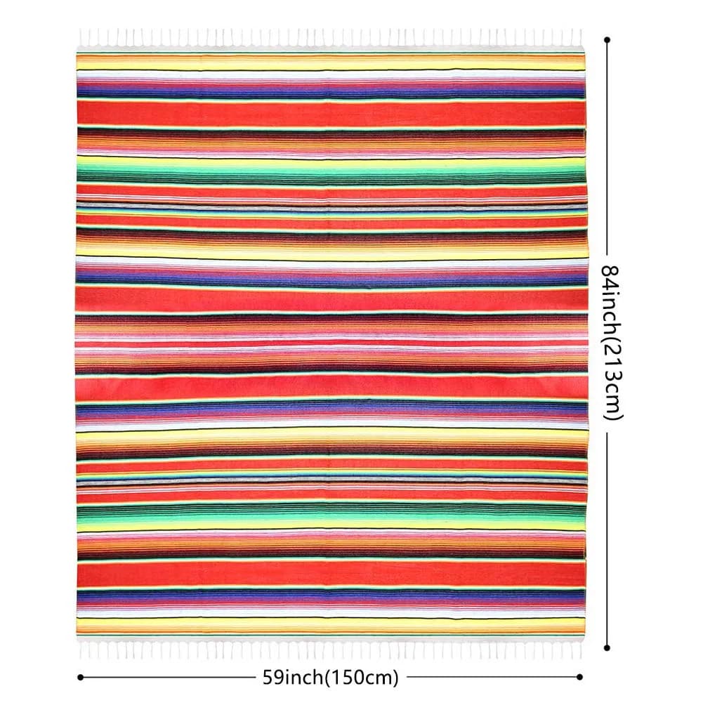 Hxezoc Red 59 x 84 Inch Hand-Woven Cotton Mexican Serape Table Runner - view 2