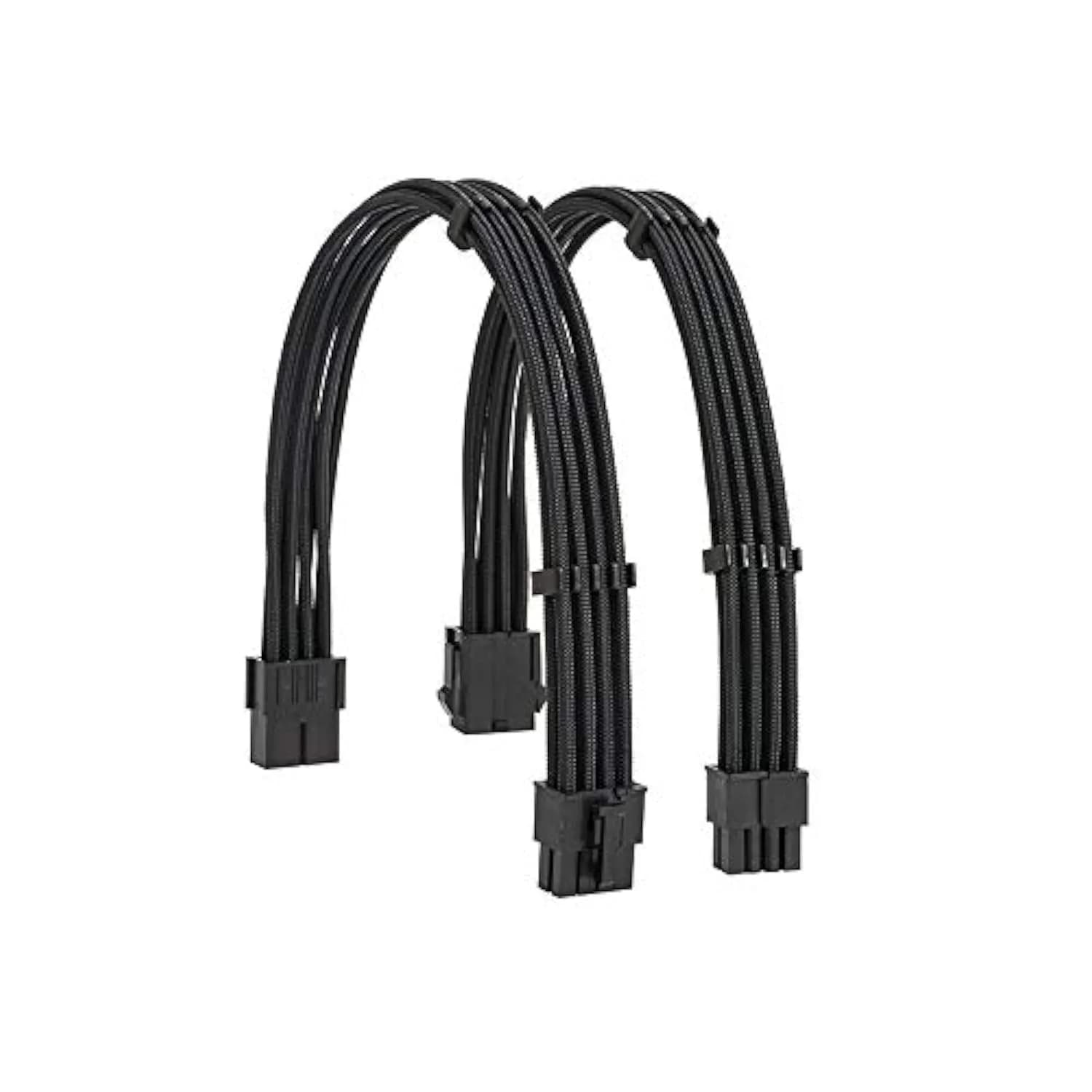 Formulamod Black Sleeved Extension Power Supply Cable Kit 30cm (11.8 inch) | 18AWG EPS 8-Pin + PCI-E 8-Pin with Cable Combs — Black PCI 8+EPS 8