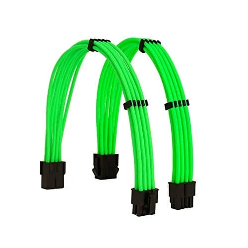 Formulamod Green Sleeve Extension Power Supply Cable Kit 30cm (11.8 inch) | 18AWG EPS 8-P+PCI-8-P with Cable Combs — Green PCI 8+EPS 8