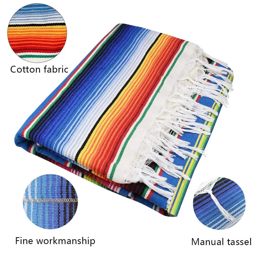 Hxezoc Blue Striped Table Runner 150 cm (59 Inch) | Handwoven Cotton for Festive Indian Dining - view 5