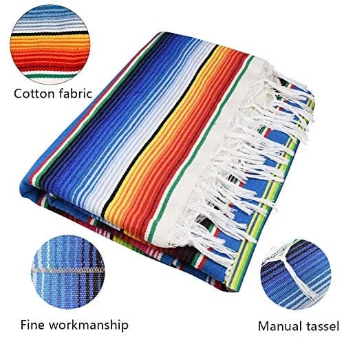 Hxezoc Blue Striped Table Runner 150 cm (59 Inch) | Handwoven Cotton for Festive Indian Dining thumbnail 5