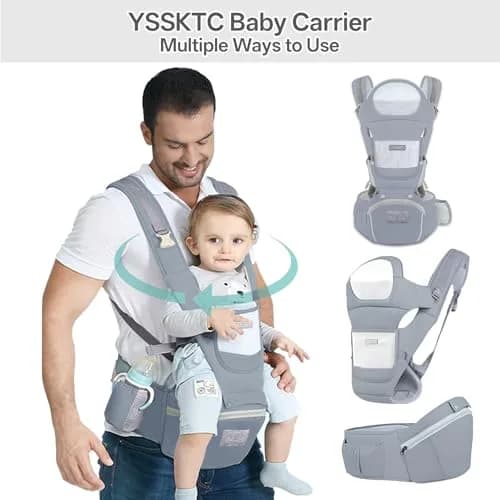 YSSKTC Ergonomic Baby Carrier Hip Seat for Newborns to Toddlers | 2.5-15kg (7-33lbs) Grey thumbnail 7